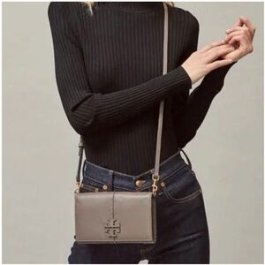 Tory Burch Taupe McGraw Flat Wallet Cross Body